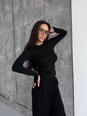 Женский стильный базовый костюм из мягкой эластичной ткани. Черный, 42/44 Одесса