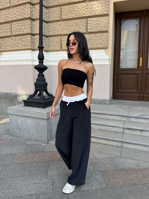 Жіночі повсякденні штани вільного крою турецький королівський велюр Чорний, 46/48 Одеса - фото 2