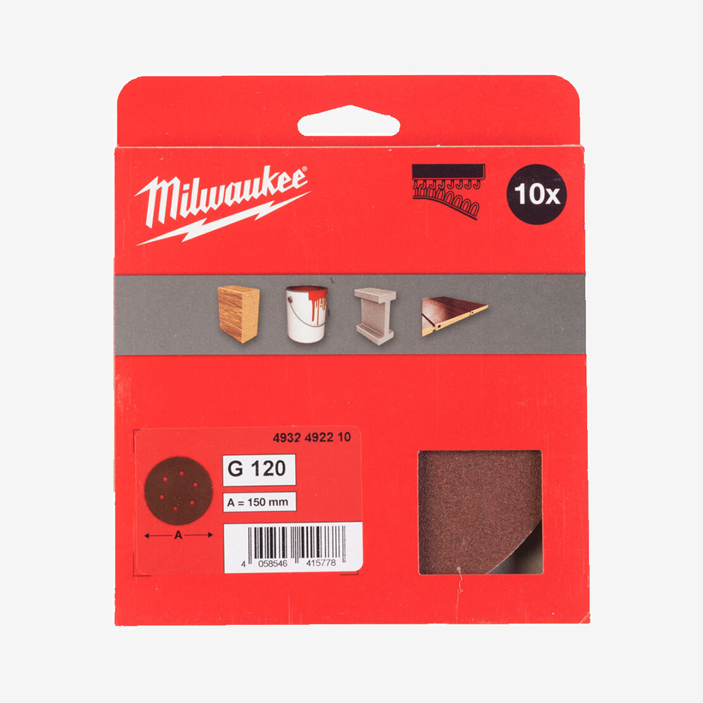 Круг шлифовальный MILWAUKEE 6 отв. H&L, Ø150мм, зерно 120, (10шт) Одесса - изображение 2