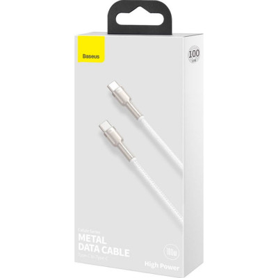 Дата кабель USB-C to USB-C 1.0m 100W metal white Baseus (CATJK-C02) Винница - изображение 5