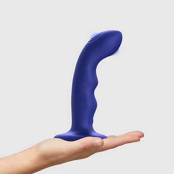 Насадка для страпона з подвійною точковою пульсацією Strap-On-Me TAPPING DILDO WAVE – NIGHT BLUE, М Sex Aura Київ