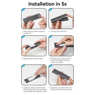 Кишеня зовнішня Vention SSD M.2 (NVME) M-key USB Type-C 3.2 10Gbps Heat Sink Aluminum (KPKH0) Вінниця