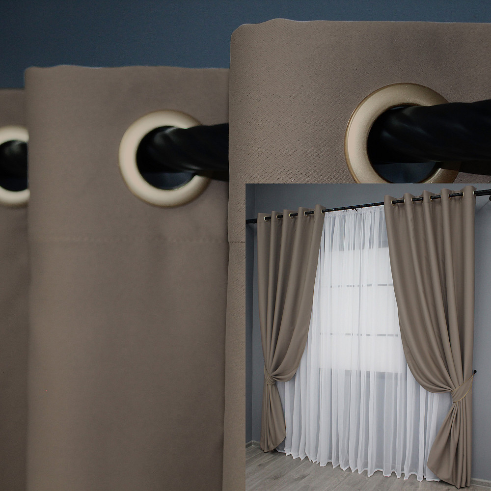 Комплект штор на люверсах VR-Textil Bagema Rvs № 1289ш Какао 150х250 см 2 шт (37-0015) Київ - фото 1