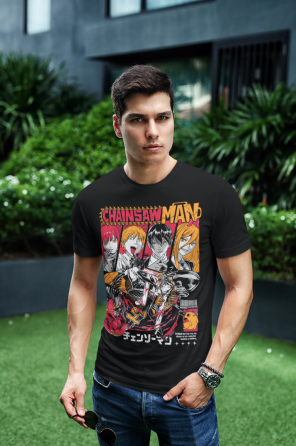 Футболка для мальчика аниме Человек-бензопила оверсайз (рост от 165 до 180 ) Черний AnimeJ0597m Днепр