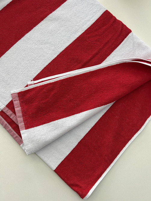 Пляжний рушник Ideal Textile махровий в смужку 90х170см (56860346) червона смужка Чернівці - фото 2