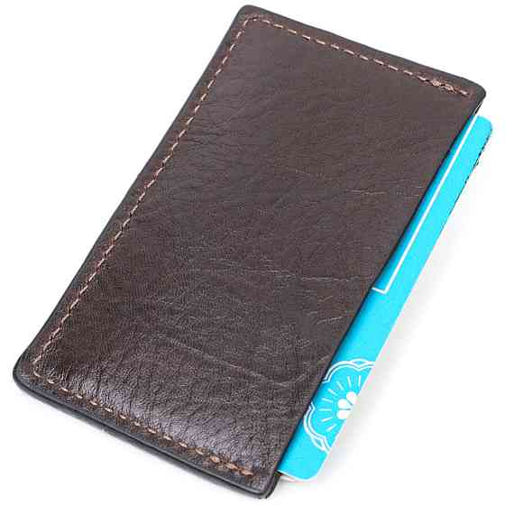 Компактный кард-кейс из натуральной кожи GRANDE PELLE 11629 Коричневый Киев