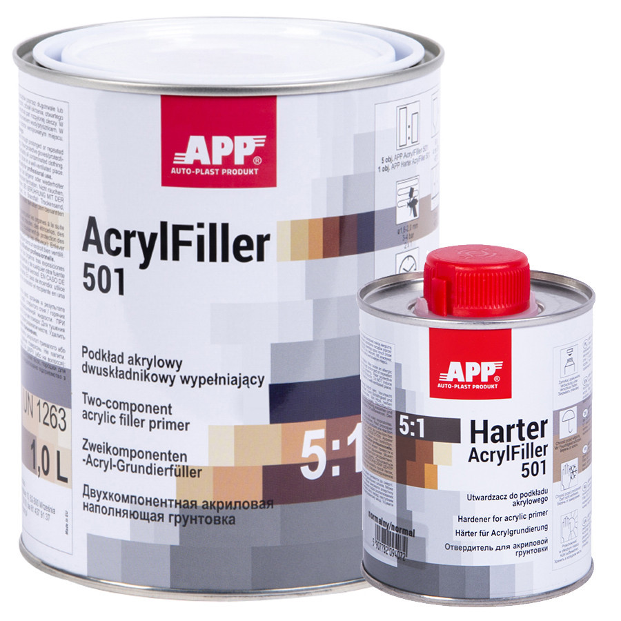 Грунт акриловий 5:1 "AcrylFiller 501" білий 1л+0,2л затв. APP, 020407 Вінниця - фото 1