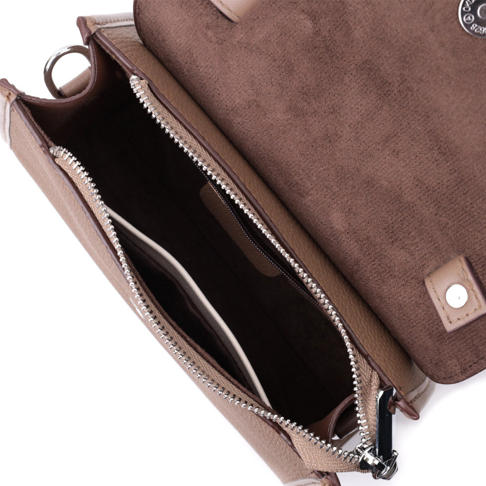 Женская сумка с геометрическим клапаном из натуральной кожи Vintage 22630 Коричневая Киев - изображение 9