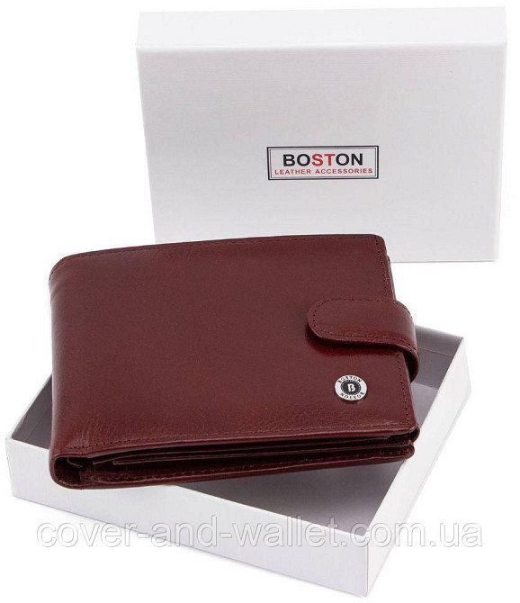 Солидный мужской кошелек коричневого цвета из гладкой кожи Boston B5 Киев - изображение 10