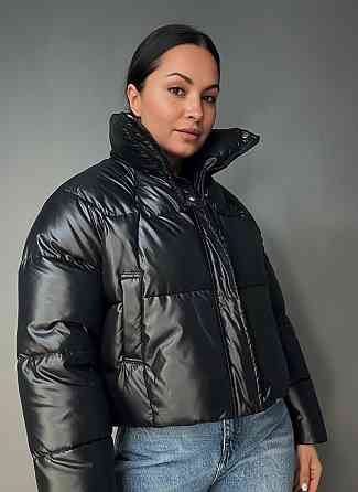 Куртка жіноча Lady Yep 30083 пуффер коротка глянцева чорна, чорний, L Київ