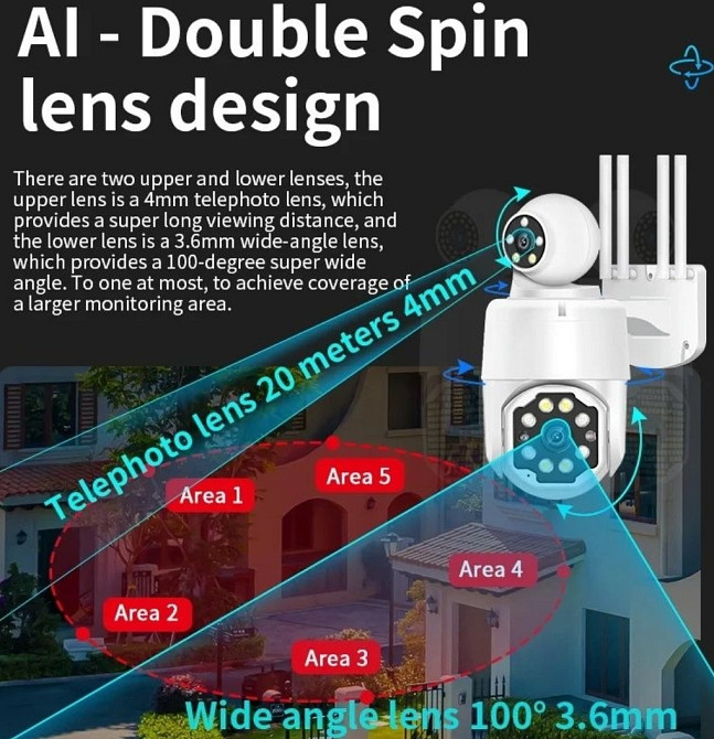 Камера Wifi 8мп 2 об'єктива ×50 зум Харків - фото 2