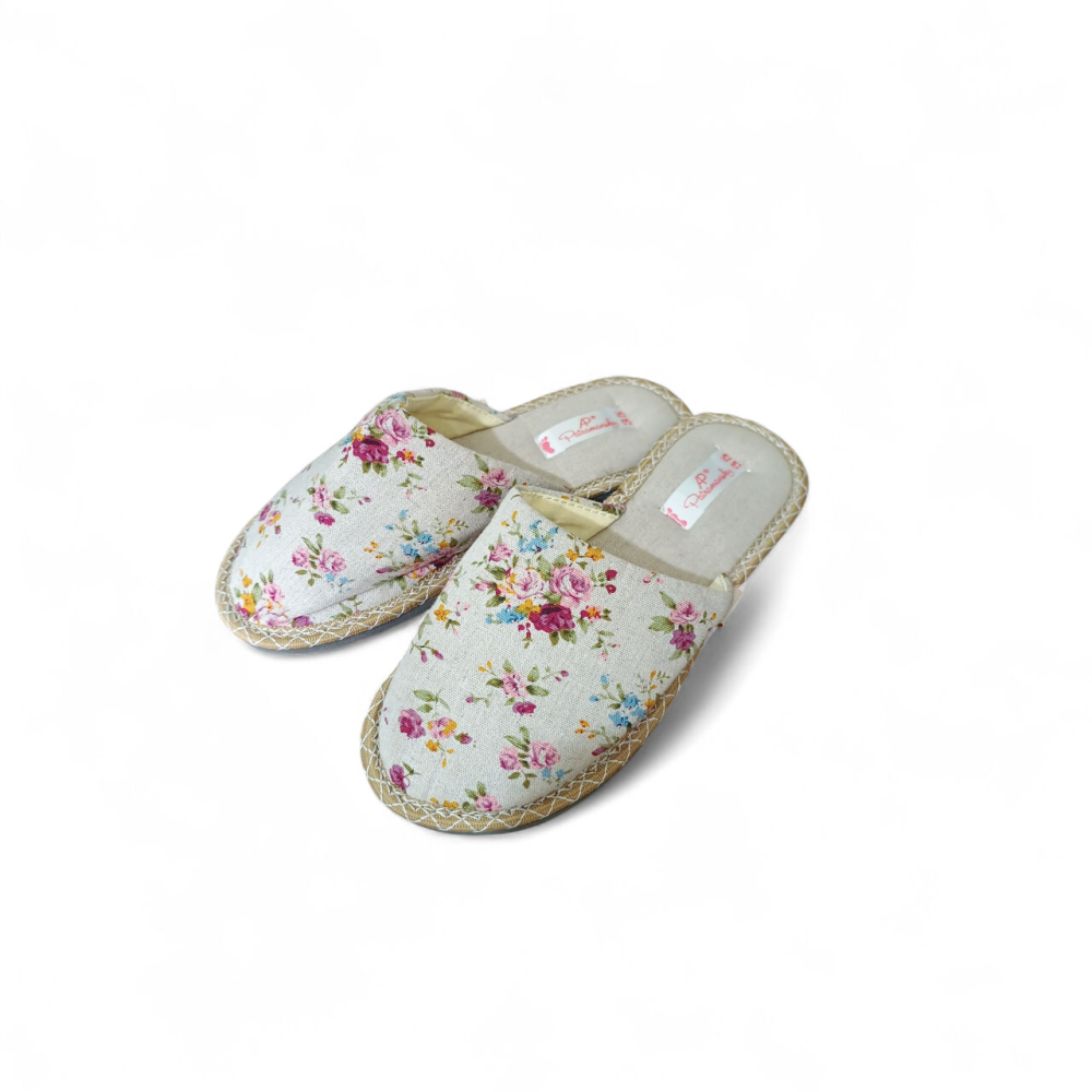 Тапочки дитячі хатні льон закрітий носок червона квітка дівчинка підлітковий Одеса - фото 1