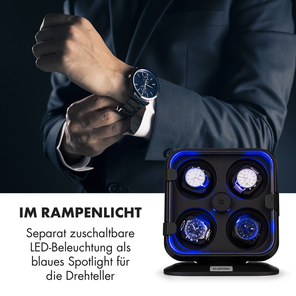 Clover Watch Winder 4 Годинники 3 обертання 4 швидкості LED Чорний (Німеччина, читати опис) Рівне - фото 2