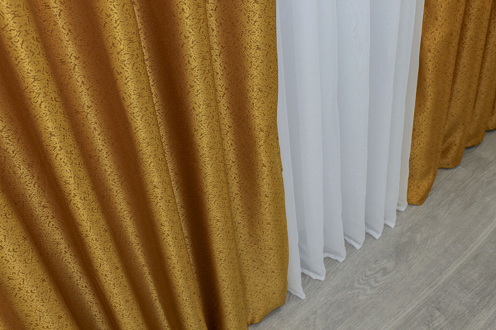 Комплект готових штор VR-Textil Жакард № 354ш Золотистий 150х270 см 2 шт (30-092) Київ - фото 6