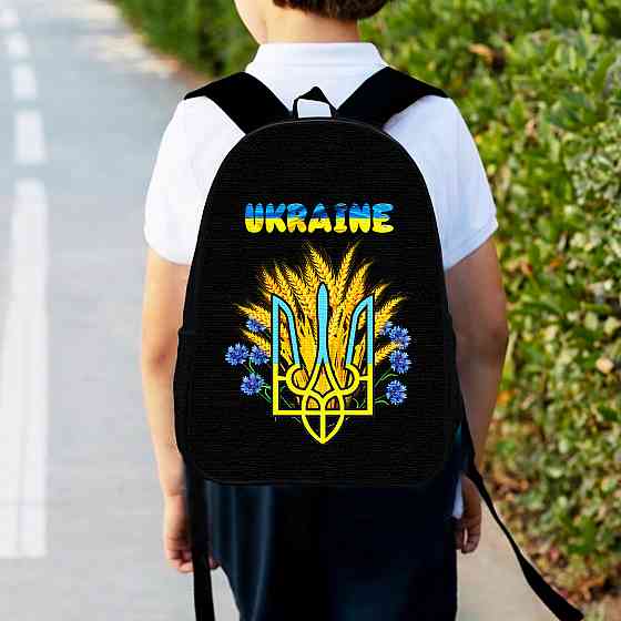 Рюкзак дитячий Україна Тризуб 34х27см, міський ранець для хлопчика з принтом (00454) Київ
