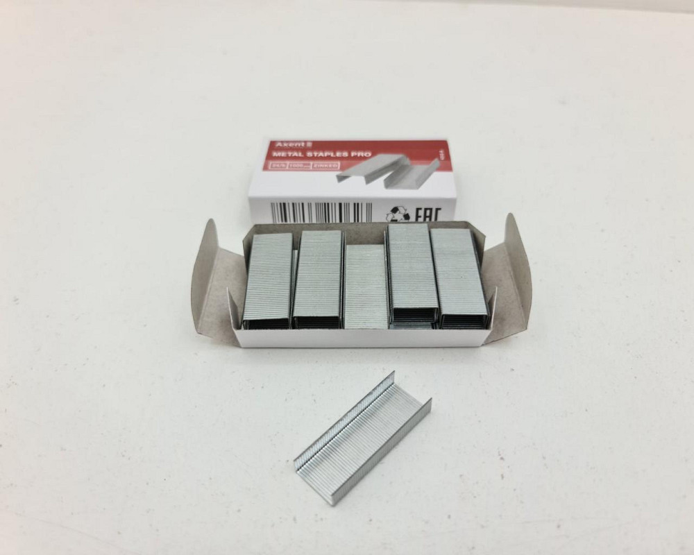Скобы для канцелярского степлера №24(1000шт) AXENT (1 кор) Харьков - изображение 2