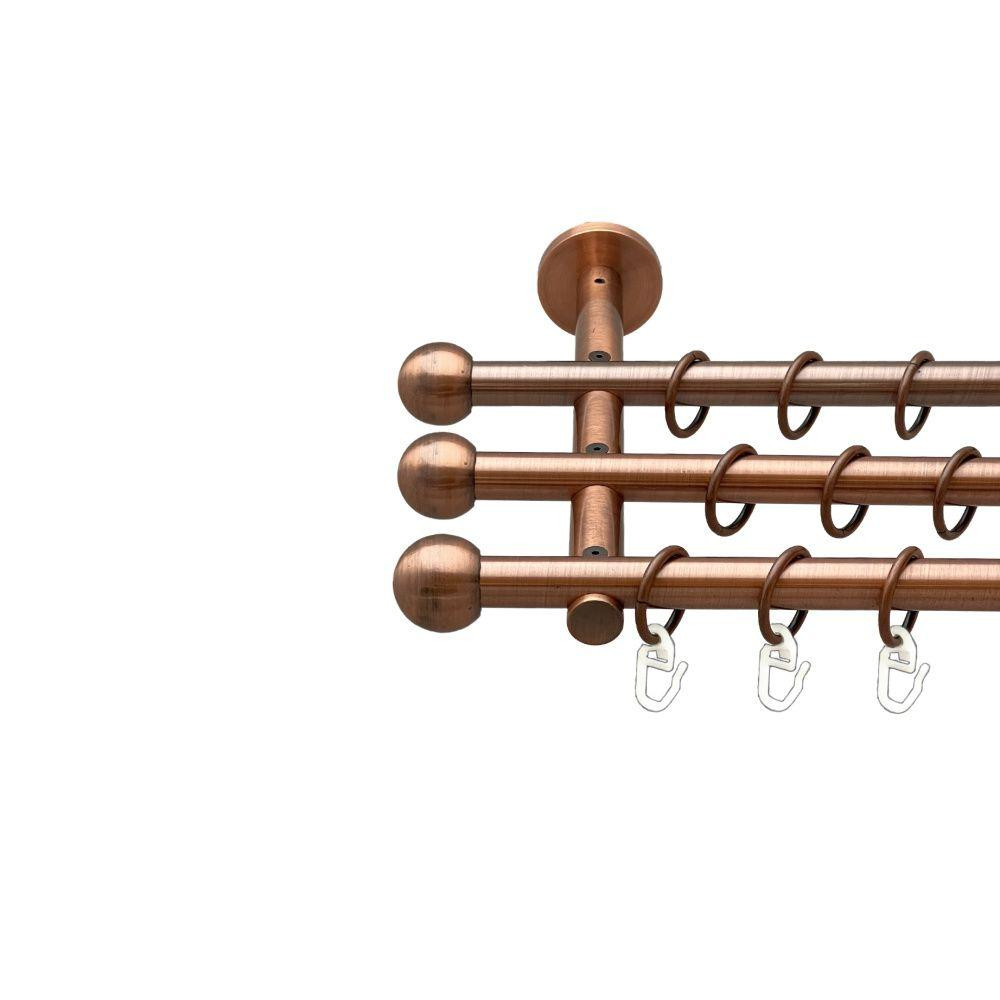 Карниз Orvit Куля Болонь металевий трирядний циліндр (20 см) гладка труба кільце металеве Мідь 16\16\16 мм 160 см (00-00020373) Львів - фото 1