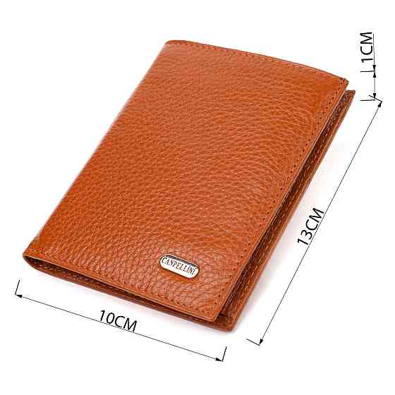 Стильный мужской кошелек вертикального формата из натуральной кожи CANPELLINI 21754 Рыжий Киев