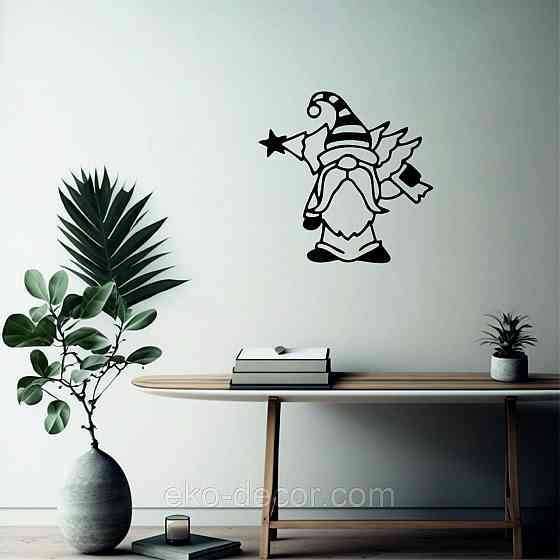 Декоративное настенное Панно «Гном», Декор на стену 70*70 см, Черный Киев