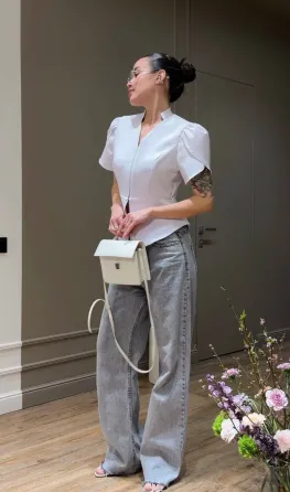 Женская куртка с чёрно-белым пеплум Одесса