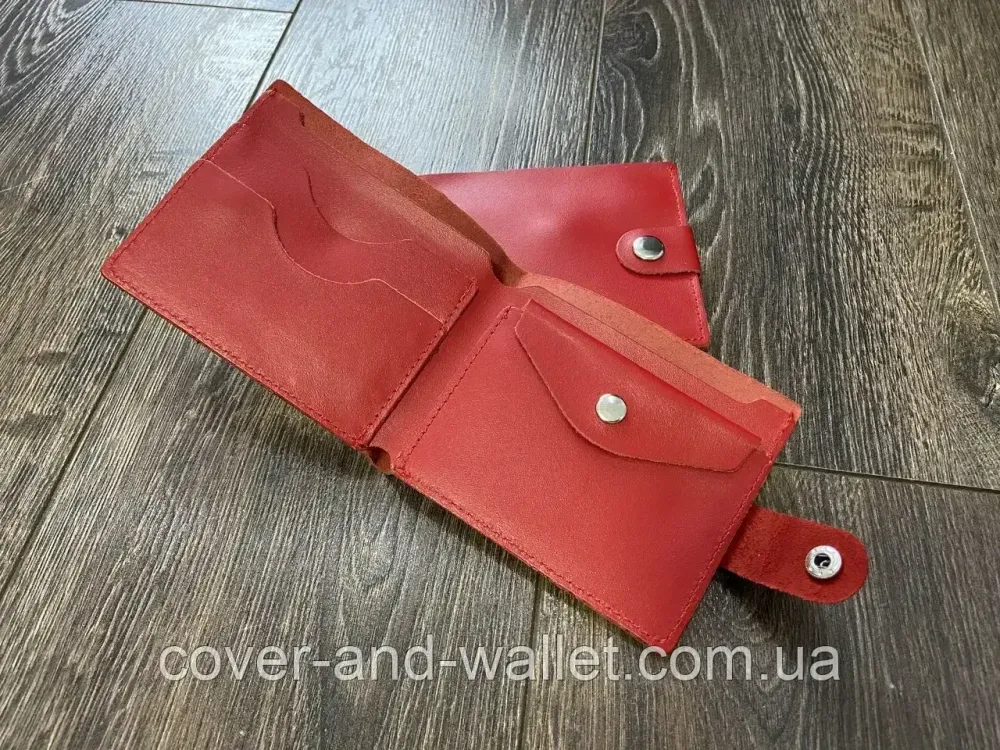 Тонкий кожаный женский мини кошелёк красного цвета ST Leather Киев - изображение 4