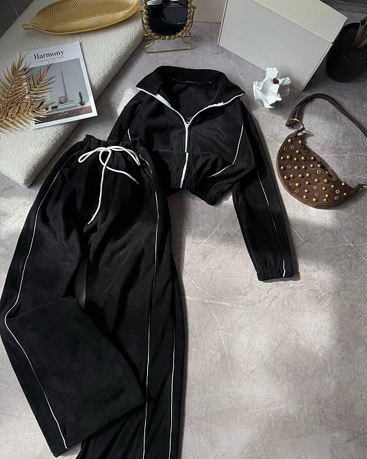 Жіночий теплий прогулянковий костюм з кантом двухсторонній фліс Одеса - фото 4