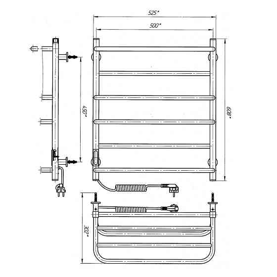Електрична рушникосушка Laris Зебра Комфорт ЧФ6 500Х600 Е з полицею біла R3 Київ