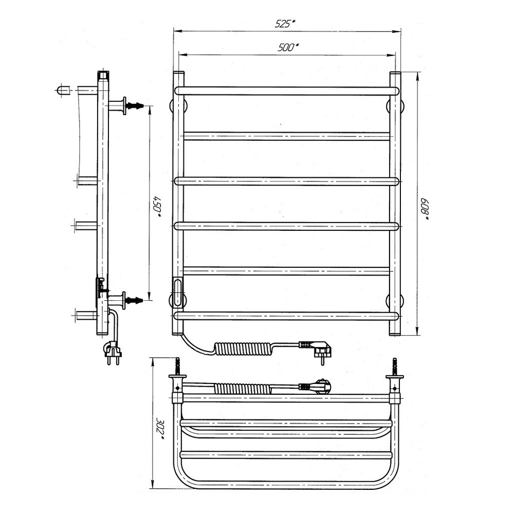Електрична рушникосушка Laris Зебра Комфорт ЧФ6 500Х600 Е з полицею біла R3 Київ - фото 6