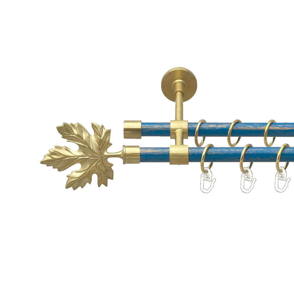 Карниз Orvit Клен металевий дворядний закритий гладка труба кільце металеве Золото Матове - Блакить 16\16 мм Львов - изображение 1