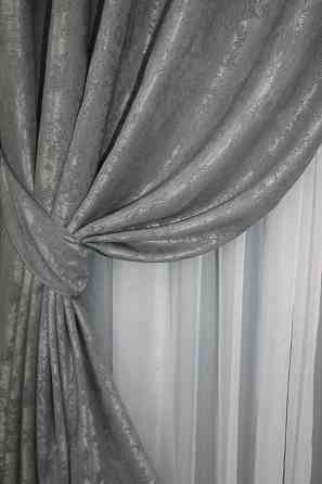 Комплект штор на люверсах VR-Textil Жаккард Sultan YL № 1212ш Серый 150х250 см 2 шт (37-0054) Киев