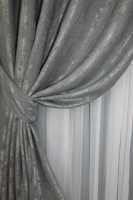 Комплект штор на люверсах VR-Textil Жаккард Sultan YL № 1212ш Серый 150х250 см 2 шт (37-0054) Киев - изображение 4