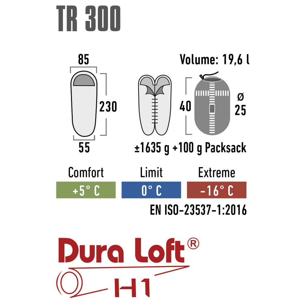 Спальный мешок High Peak TR 300/0°C Темно-красный/Серый Правый (23061) Киев - изображение 6