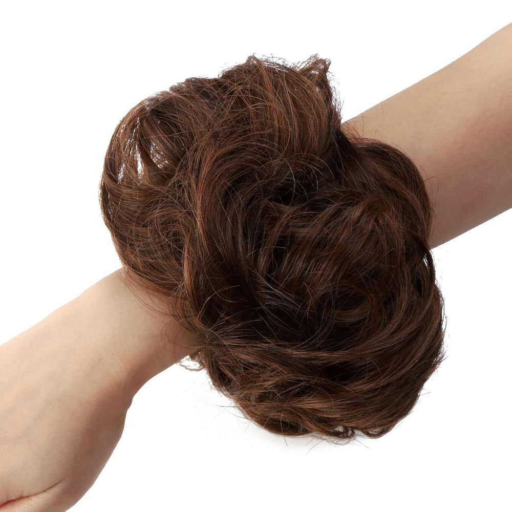 Пучок накладний JJstar Big Curly Wavy світло-коричневий штучний хвилястий 55г гумка шиньйон Київ - фото 7