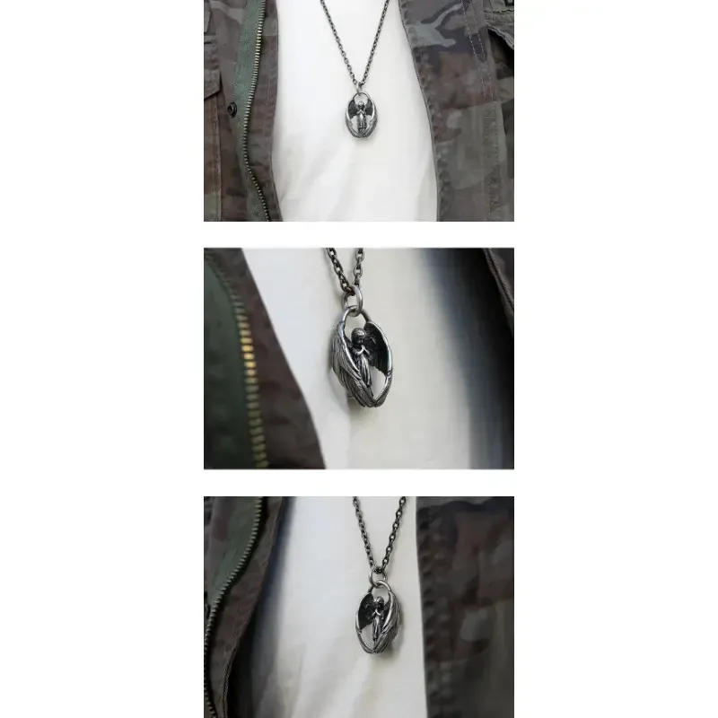 Кулон с ангелом, который молится – серебристый ретро-оберег на цепочке Киев - изображение 4