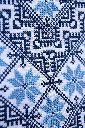 Вишиванка лляна чоловіча, довгий рукав, біла, (льон) Київ