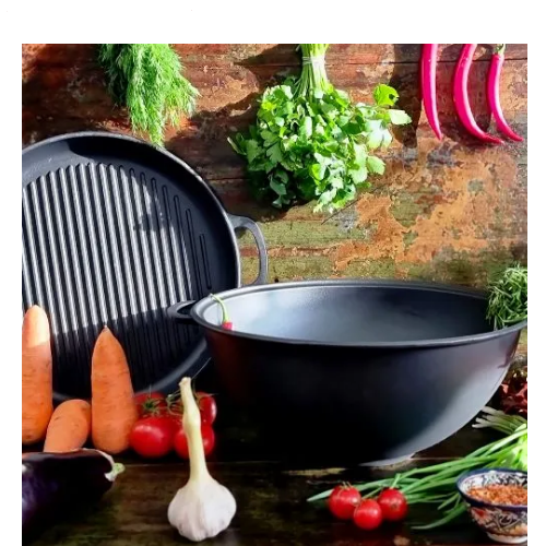 Казан "узбецький" WOK чавунний 15л з кришкою-сковородою гриль V15СРGr Майстерня Житомир