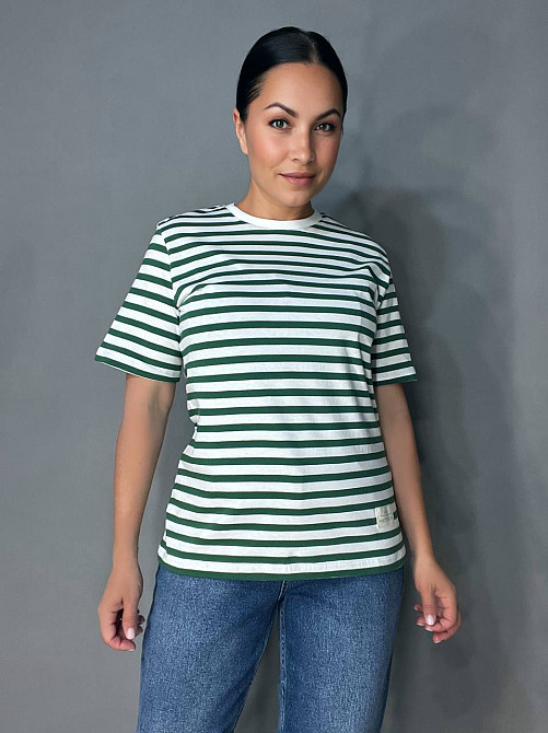 Футболка жіноча Pepper&mint CB24-53 в смужку з нашивкою зелена, зелений, S Київ - фото 9