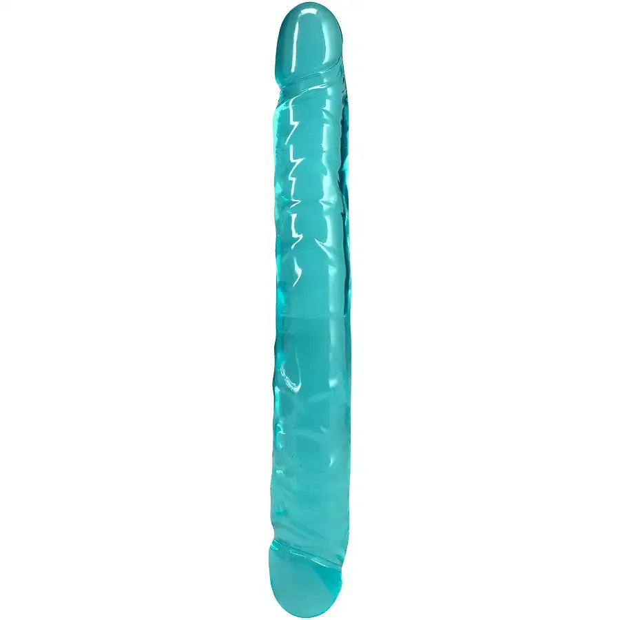 Фалоімітатор двосторонній Doc Johnson Crystal Jellies 12" Jr. Double Dong Teal Львів - фото 1