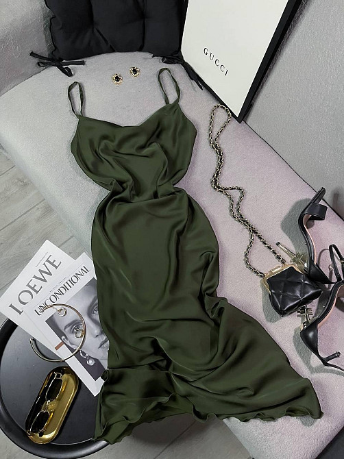 Женское романтическое элегантное платье шелк Хаки, 44/46 Одесса - изображение 1