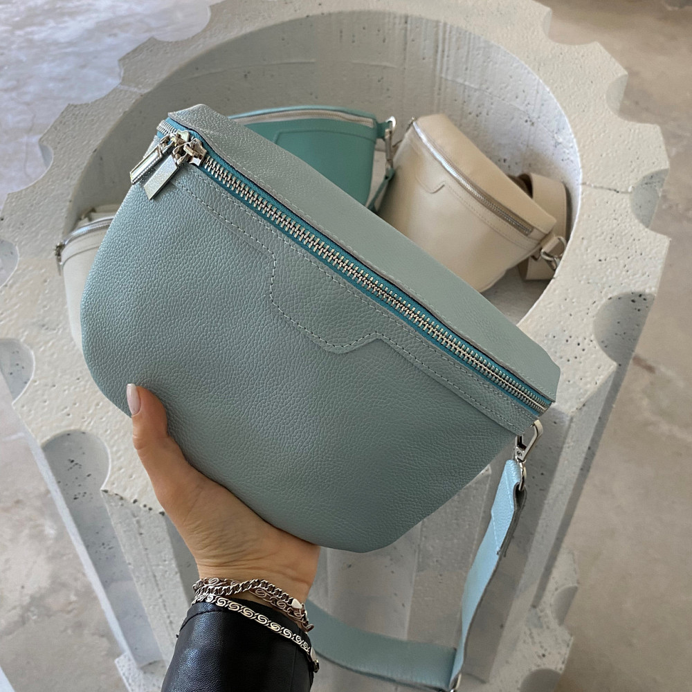 Поясная бананка кожаная женская, качественная классическая на каждый день, мятнаяMasterSem Киев - изображение 6