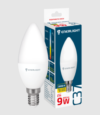 Лампа LED C37 9 Вт E14 3000K 175-275V Enerlight Житомир