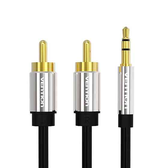 Кабель Vention 3.5mm Male to 2RCA Male Audio Cable 3M Black Metal Type (BCFBI) Киев