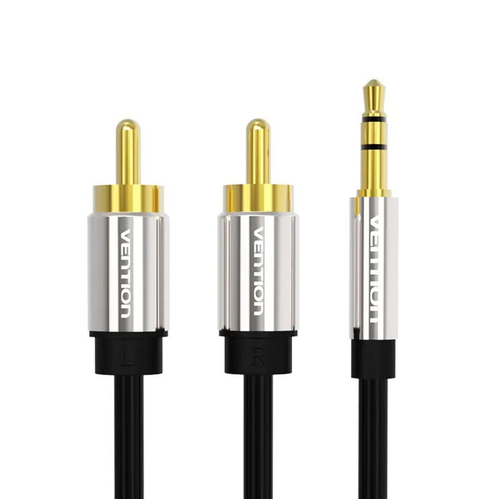 Кабель Vention 3.5mm Male to 2RCA Male Audio Cable 3M Black Metal Type (BCFBI) Київ - фото 1