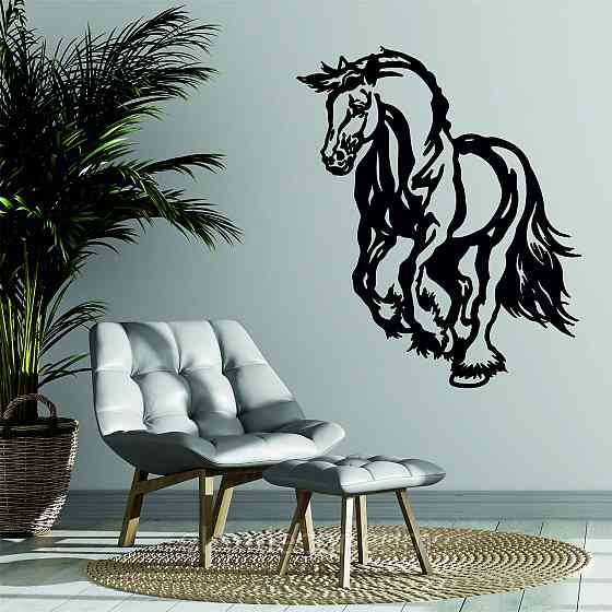 Декоративное настенное Панно «Лошадь», Декор на стену 70*58 см, Черный Киев