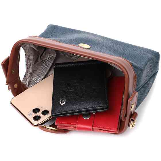 Оригінальний шкіряний клатч у модному кольорі з цікавою клямкою (Vintage) Київ