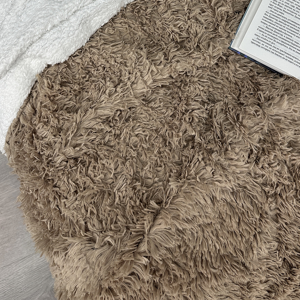Плед-покривало 200х230 см (+-10см) Травка на овчині колір какао з білим (87-216) Київ - фото 8