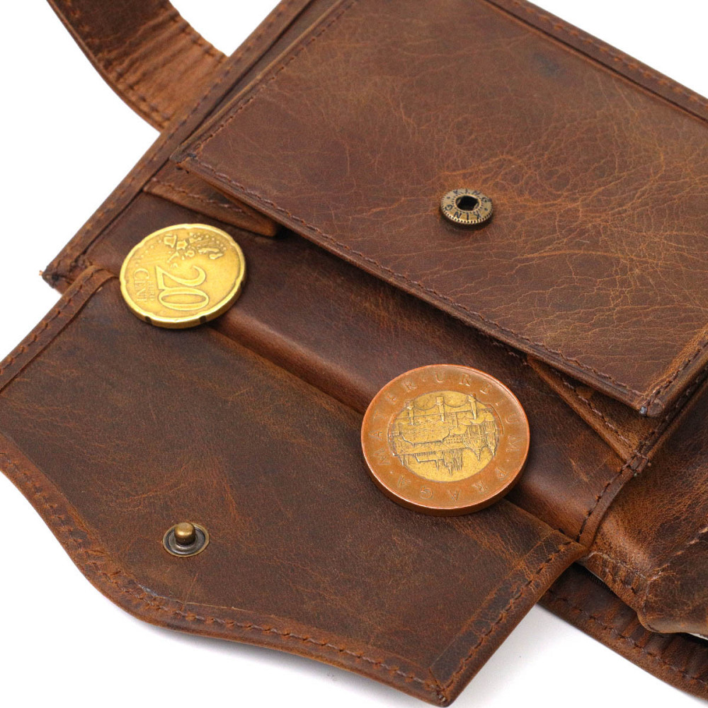 Вінтажний чоловічий гаманець з натуральної шкіри Tony Bellucci 22041 Коричневий Київ - фото 6