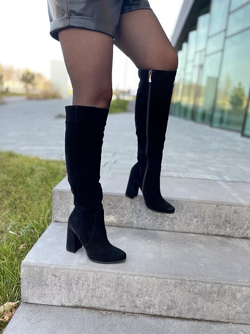 Nivelle Чоботи жіночі NIVELLE чорні замша натуральна высота 40см обхват 36-37см каблук 9.5см (5 Коломия - фото 3
