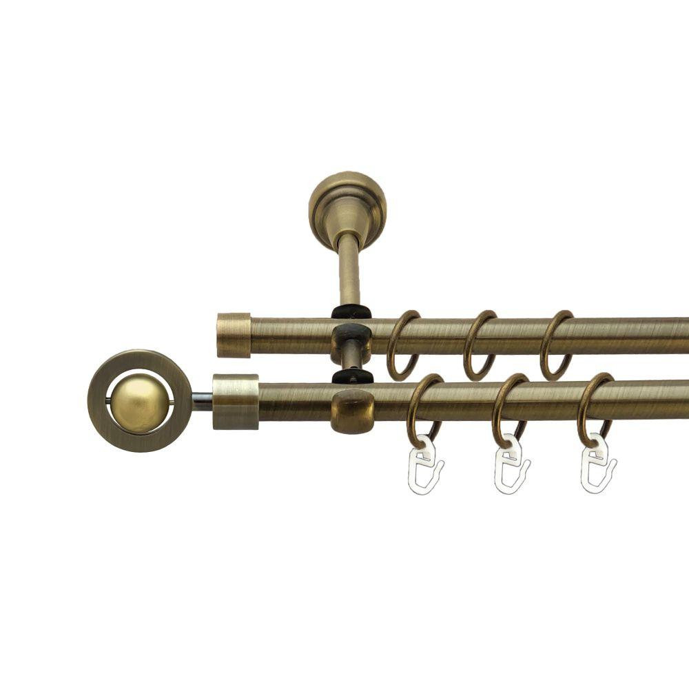 Карниз Orvit Пополо Комбінований металевий дворядний відкритий гладка труба кільце металеве Антик 16\16 мм 200 Львов - изображение 1