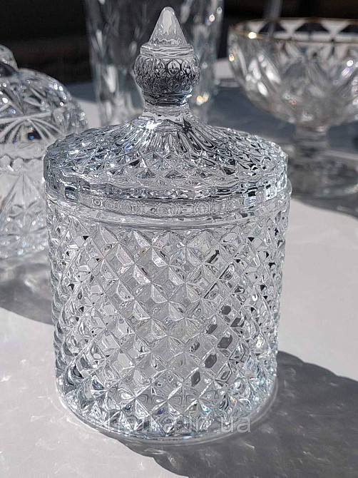 Цукорниця ємність для зберігання скляна "Діамант" 300 мл 8,5х14 см товсте скло Київ - фото 1